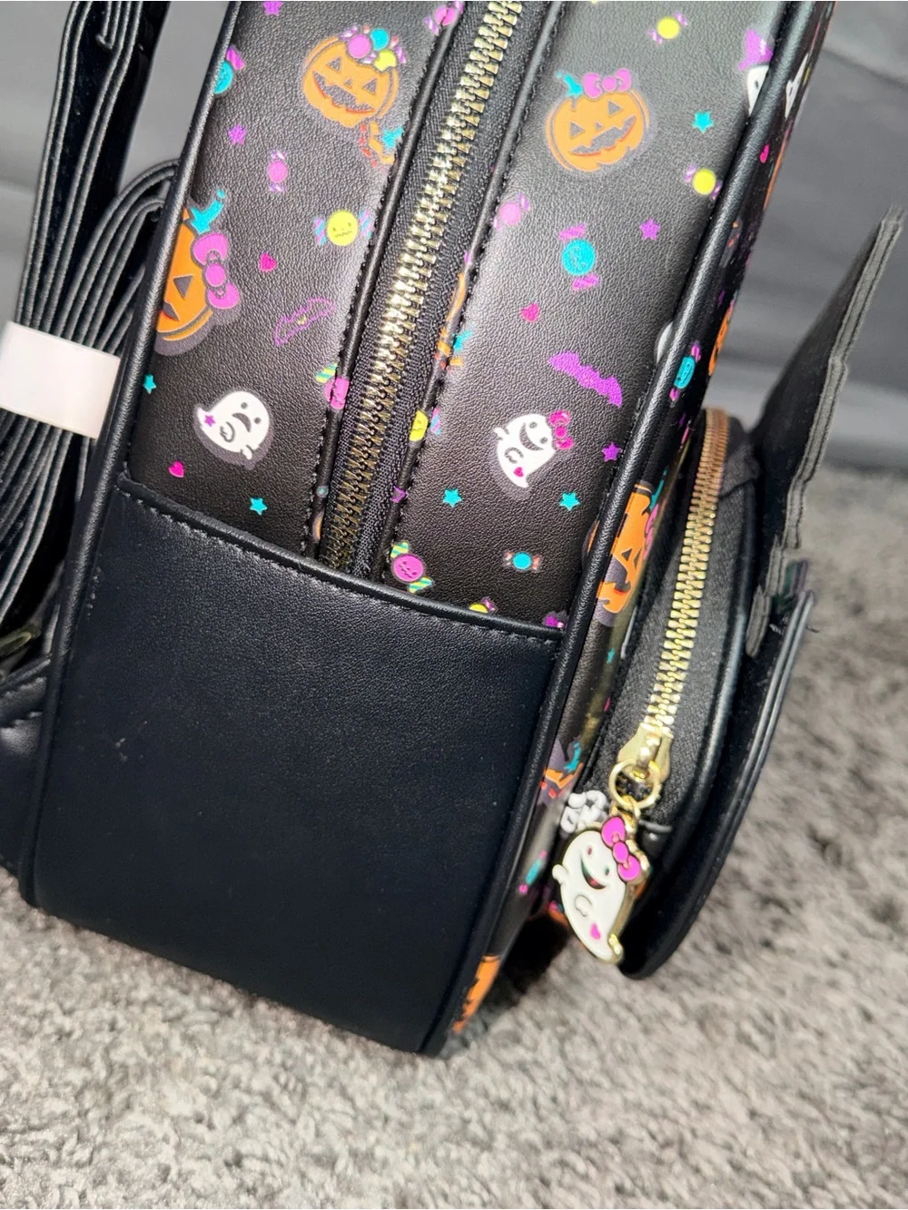 Hello Kitty Black Halloween Backpack with Mint & Orange Accents